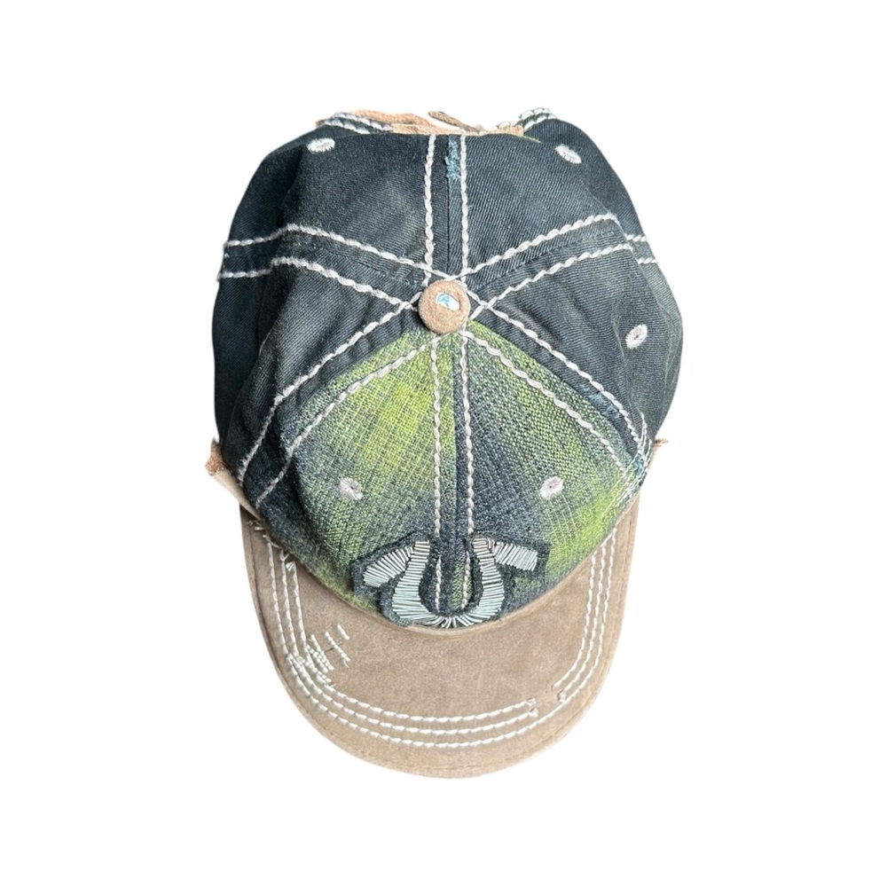 RARE Vintage True Religion Distressed Plaid Trucker Hat Y2K Horseshoe OS - Picture 8 of 14